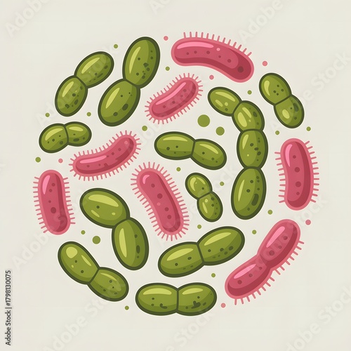 Wallpaper Mural Colorful Microorganism Illustration Featuring Bacteria, Microbes, and Cells Representing Microbiology, Science, and Biological Diversity
 Torontodigital.ca