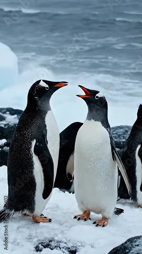 two penguins on the rocks