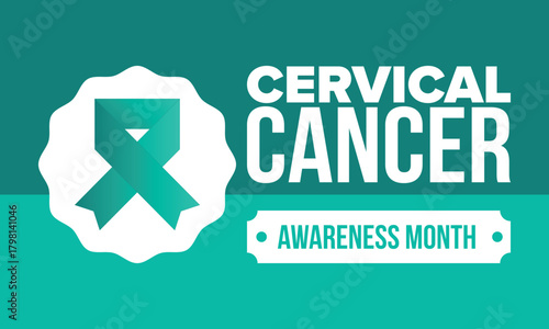 Cervical Cancer Awareness Month. Celebrate annual in January. Woman healthcare. Girl solidarity. Cancer prevention. Female disease. Medical healthcare concept. Poster, banner and background. Vector