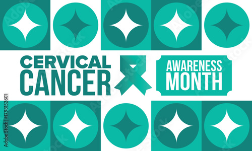 Cervical Cancer Awareness Month. Celebrate annual in January. Woman healthcare. Girl solidarity. Cancer prevention. Female disease. Medical healthcare concept. Poster, banner and background. Vector