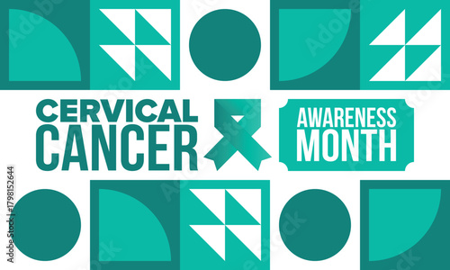 Cervical Cancer Awareness Month. Celebrate annual in January. Woman healthcare. Girl solidarity. Cancer prevention. Female disease. Medical healthcare concept. Poster, banner and background. Vector