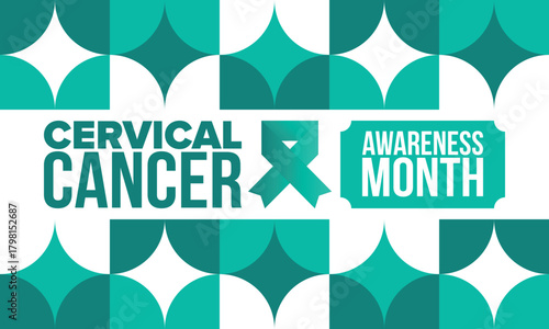 Cervical Cancer Awareness Month. Celebrate annual in January. Woman healthcare. Girl solidarity. Cancer prevention. Female disease. Medical healthcare concept. Poster, banner and background. Vector