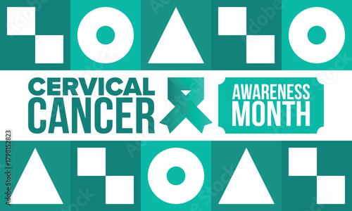 Cervical Cancer Awareness Month. Celebrate annual in January. Woman healthcare. Girl solidarity. Cancer prevention. Female disease. Medical healthcare concept. Poster, banner and background. Vector