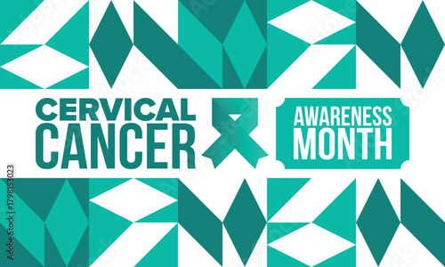 Cervical Cancer Awareness Month. Celebrate annual in January. Woman healthcare. Girl solidarity. Cancer prevention. Female disease. Medical healthcare concept. Poster, banner and background. Vector