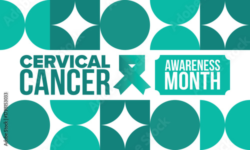 Cervical Cancer Awareness Month. Celebrate annual in January. Woman healthcare. Girl solidarity. Cancer prevention. Female disease. Medical healthcare concept. Poster, banner and background. Vector