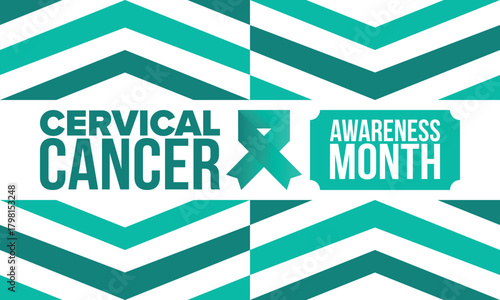 Cervical Cancer Awareness Month. Celebrate annual in January. Woman healthcare. Girl solidarity. Cancer prevention. Female disease. Medical healthcare concept. Poster, banner and background. Vector