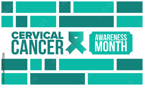 Cervical Cancer Awareness Month. Celebrate annual in January. Woman healthcare. Girl solidarity. Cancer prevention. Female disease. Medical healthcare concept. Poster, banner and background. Vector