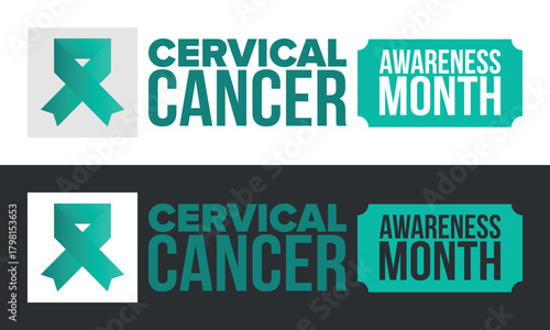 Cervical Cancer Awareness Month. Celebrate annual in January. Woman healthcare. Girl solidarity. Cancer prevention. Female disease. Medical healthcare concept. Poster, banner and background. Vector