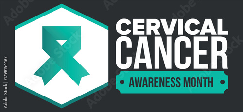 Cervical Cancer Awareness Month. Celebrate annual in January. Woman healthcare. Girl solidarity. Cancer prevention. Female disease. Medical healthcare concept. Poster, banner and background. Vector