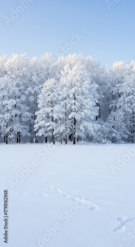 Wallpaper Mural A serene and peaceful, frozen forest landscape blanketed in fresh, deep powder on a very cold winter afternoon, outdoor, season, natural Torontodigital.ca
