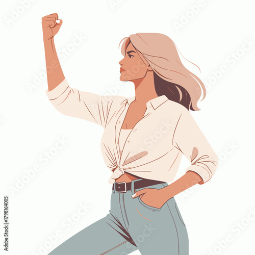 Woman raising fist