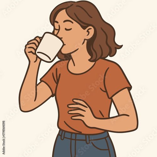 Woman drinking coffee at cozy café