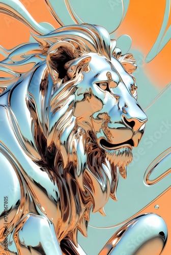 2d illustration of a lion in side projection