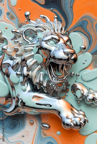 2d illustration of a lion in side projection