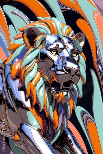 2d illustration of a lion in side projection
