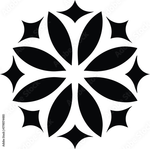 Elegant abstract radial geometric flower blossom pattern graphic
