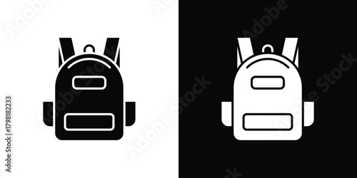 Backpack icons. Simple solid style. Glyph vector illustration isolated