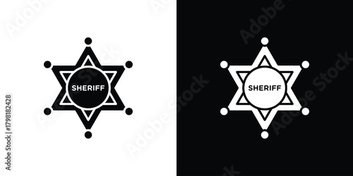Badge Sheriff icons. Simple solid style. Glyph vector illustration isolated