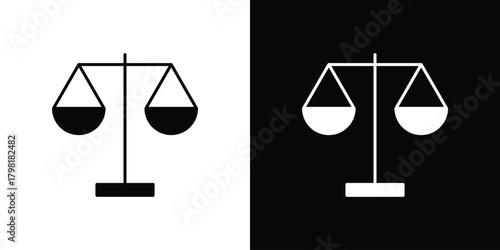 Balance scale icons. Simple solid style. Glyph vector illustration isolated