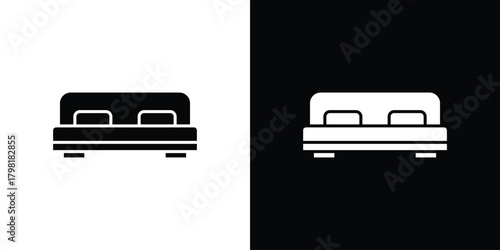 Bed icons. Simple solid style. Glyph vector illustration isolated