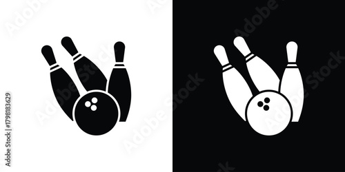 Bowling icons. Simple solid style. Glyph vector illustration isolated
