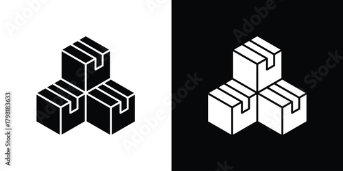 Boxes icons. Simple solid style. Glyph vector illustration isolated