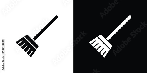 Broom icons. Simple solid style. Glyph vector illustration isolated