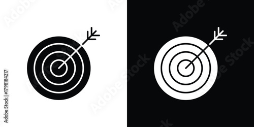 Bullseye icons. Simple solid style. Glyph vector illustration isolated