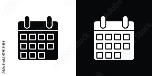 Calendar icons. Simple solid style. Glyph vector illustration isolated