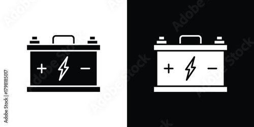 Car battery icons. Simple solid style. Glyph vector illustration isolated