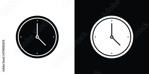 Clock icons. Simple solid style. Glyph vector illustration isolated