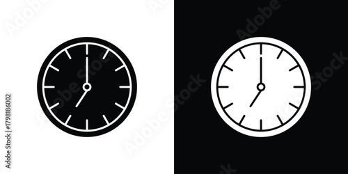 Clock seven icons. Simple solid style. Glyph vector illustration isolated