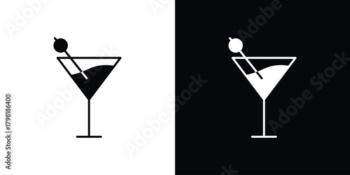 Cocktail icons. Simple solid style. Glyph vector illustration isolated