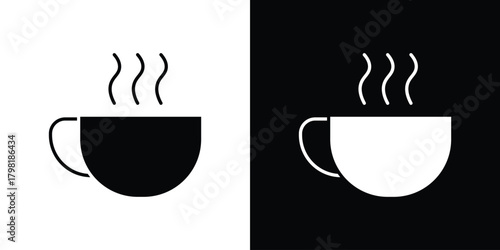 Coffee icons. Simple solid style. Glyph vector illustration isolated