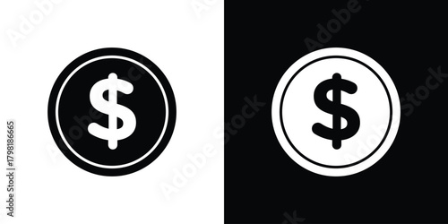 Coin icons. Simple solid style. Glyph vector illustration isolated