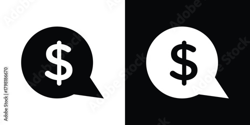 Comment dollar icons. Simple solid style. Glyph vector illustration isolated