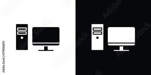 Computer icons. Simple solid style. Glyph vector illustration isolated