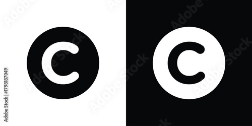 Copyright icons. Simple solid style. Glyph vector illustration isolated