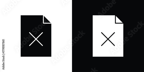 Delete Document icons. Simple solid style. Glyph vector illustration isolated