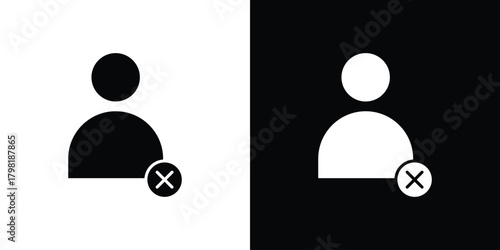 Delete user icons. Simple solid style. Glyph vector illustration isolated