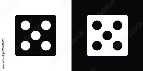 Dice icons. Simple solid style. Glyph vector illustration isolated