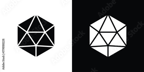 Dice d20 icons. Simple solid style. Glyph vector illustration isolated