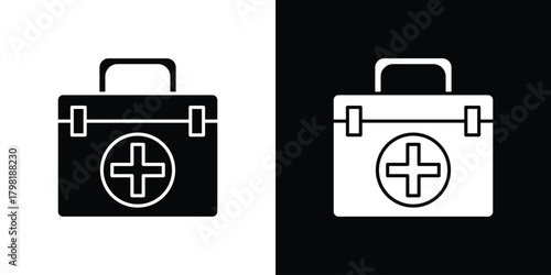 Doctor bag icons. Simple solid style. Glyph vector illustration isolated