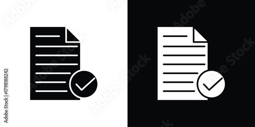 Document accept icons. Simple solid style. Glyph vector illustration isolated