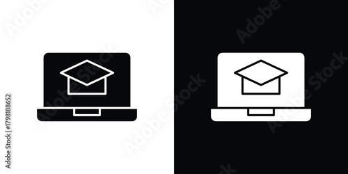 E learning icons. Simple solid style. Glyph vector illustration isolated