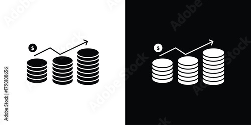 Earning icons. Simple solid style. Glyph vector illustration isolated