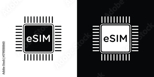 ESIM icons. Simple solid style. Glyph vector illustration isolated