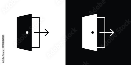 Exit icons. Simple solid style. Glyph vector illustration isolated