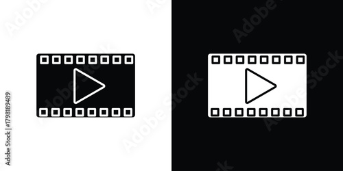 Film icons. Simple solid style. Glyph vector illustration isolated