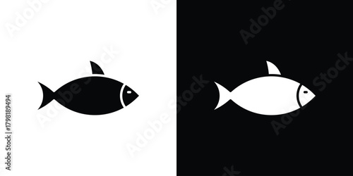 Fish icons. Simple solid style. Glyph vector illustration isolated